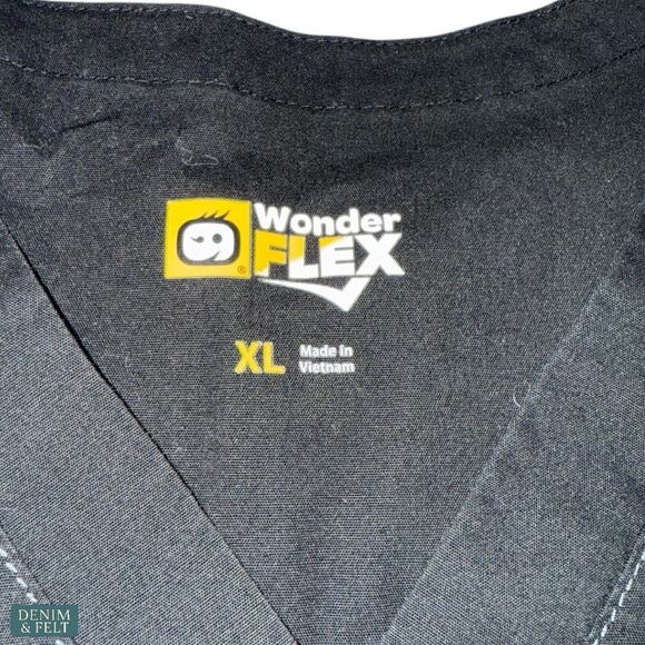 WonderWink WonderFlex Black VNeck Utility Scrub Top Stretch Pockets XL Boho Chic - Picture 8 of 9